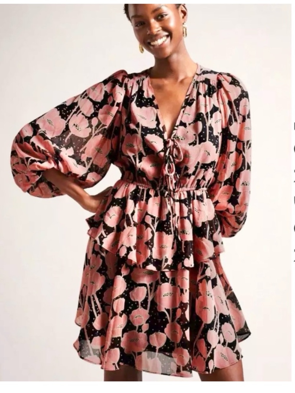 Ted Baker Pink and Black Priana sz 4 Poppy Three Quarte Long-Sleeve Mini Dress